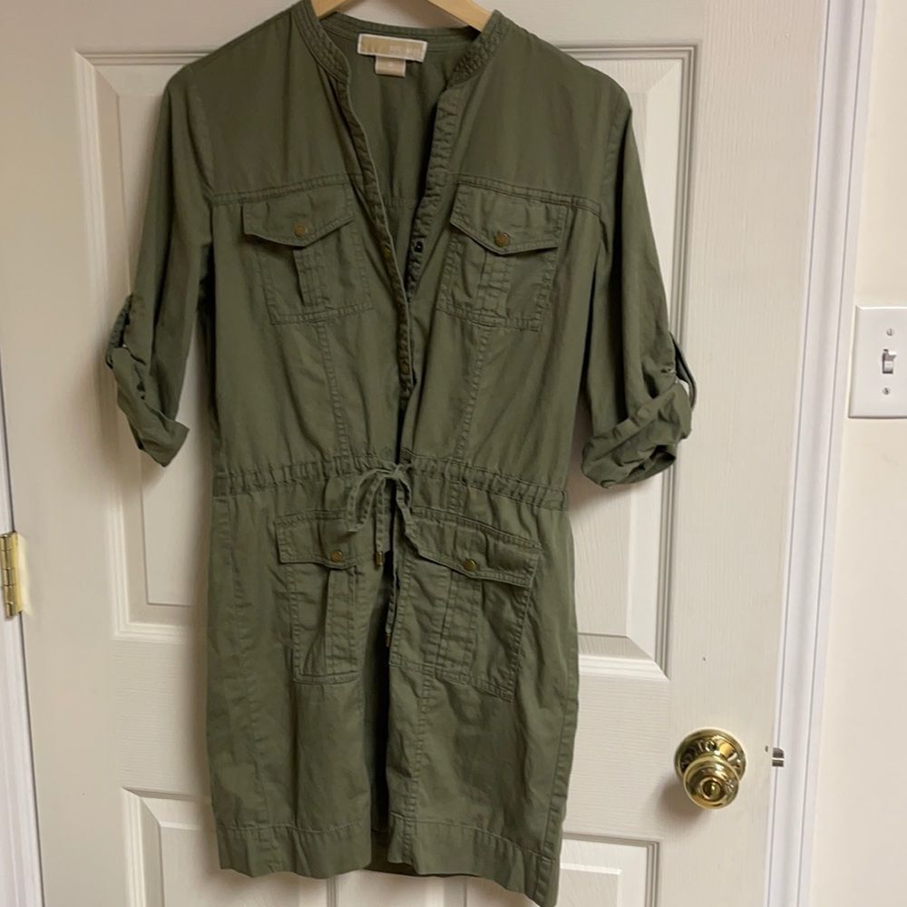 Michael Kors Olive Cargo Style Shirt Dress